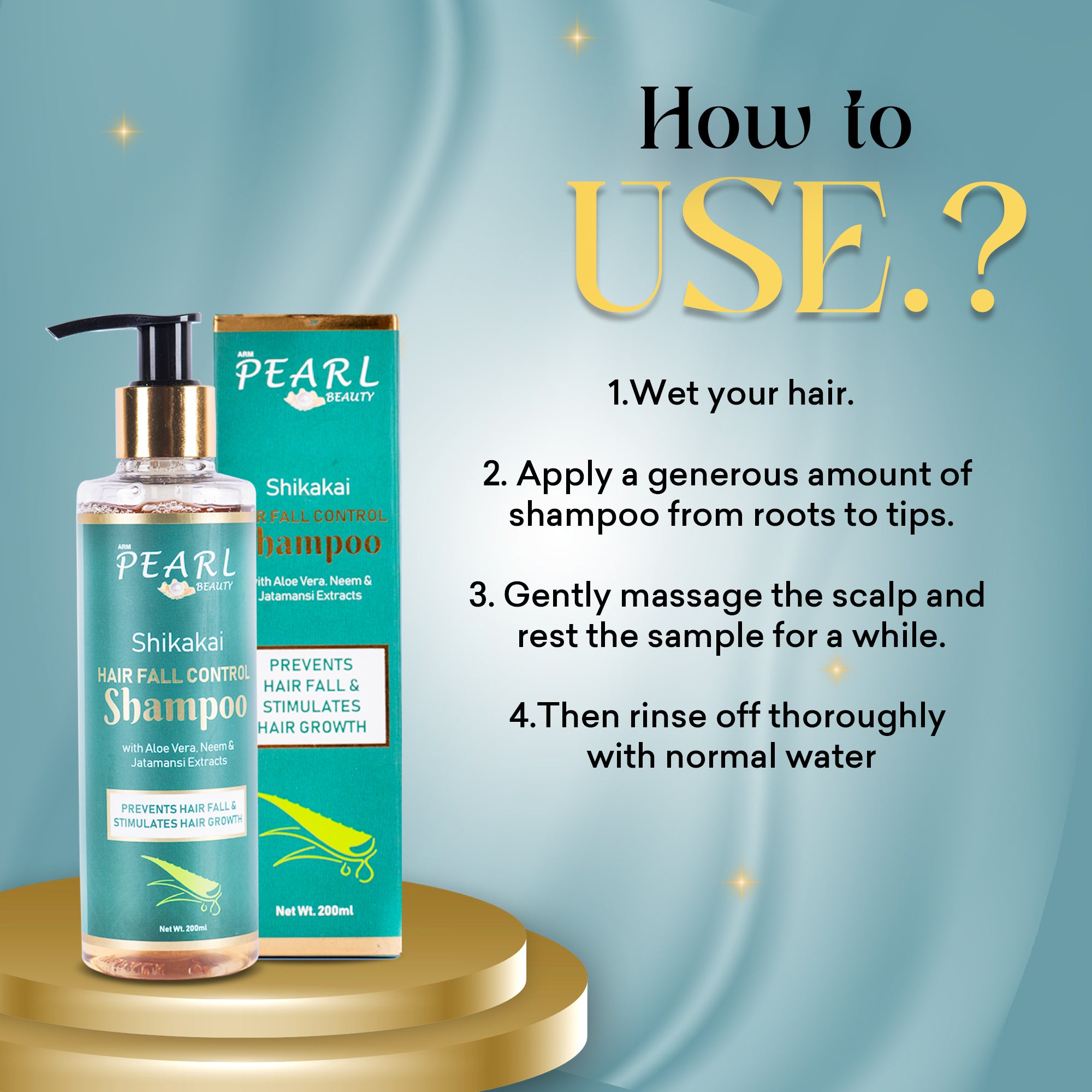 Hair Shampoo with Aloe vera, Jatamansi & Shikakai, Reduces Hair Fall & Dandruff