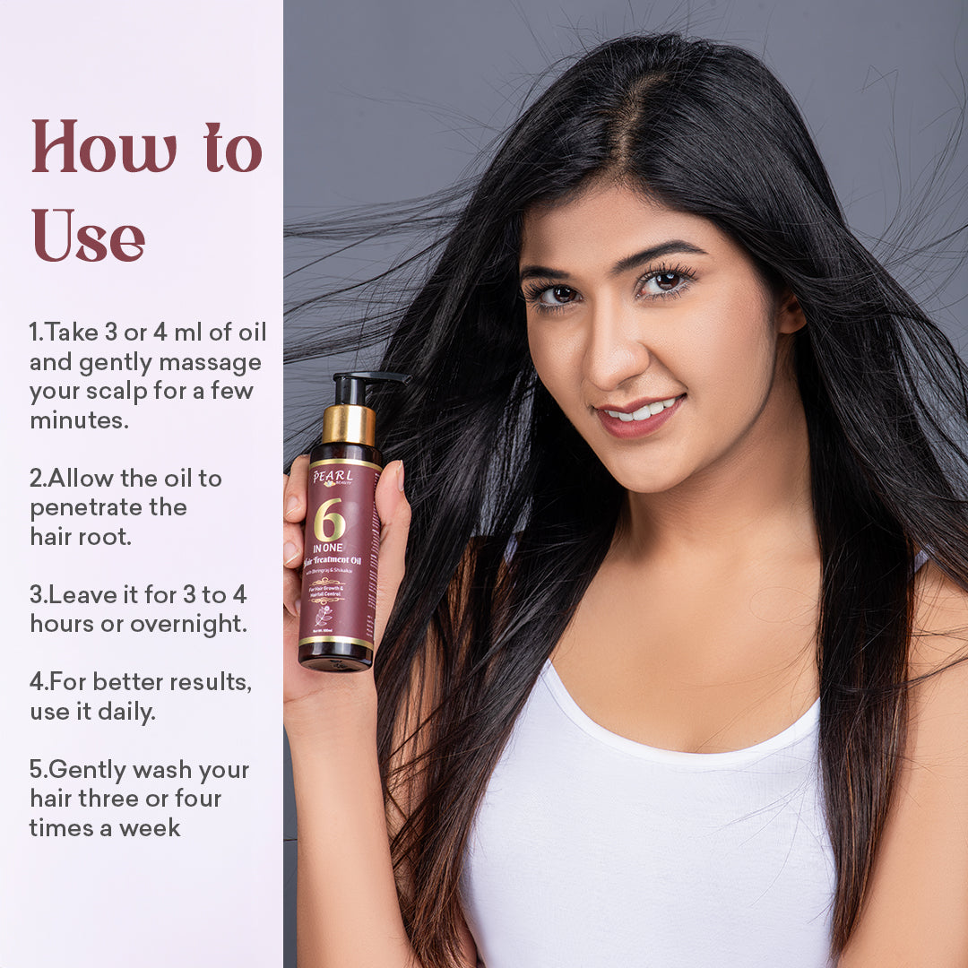ARM Pearl Herb Enriched Hair 6 in One Hair Treatment oil with Bhringraj & Shikakai, Reduces Hair Fall and dandruff, Improves Texture and volume