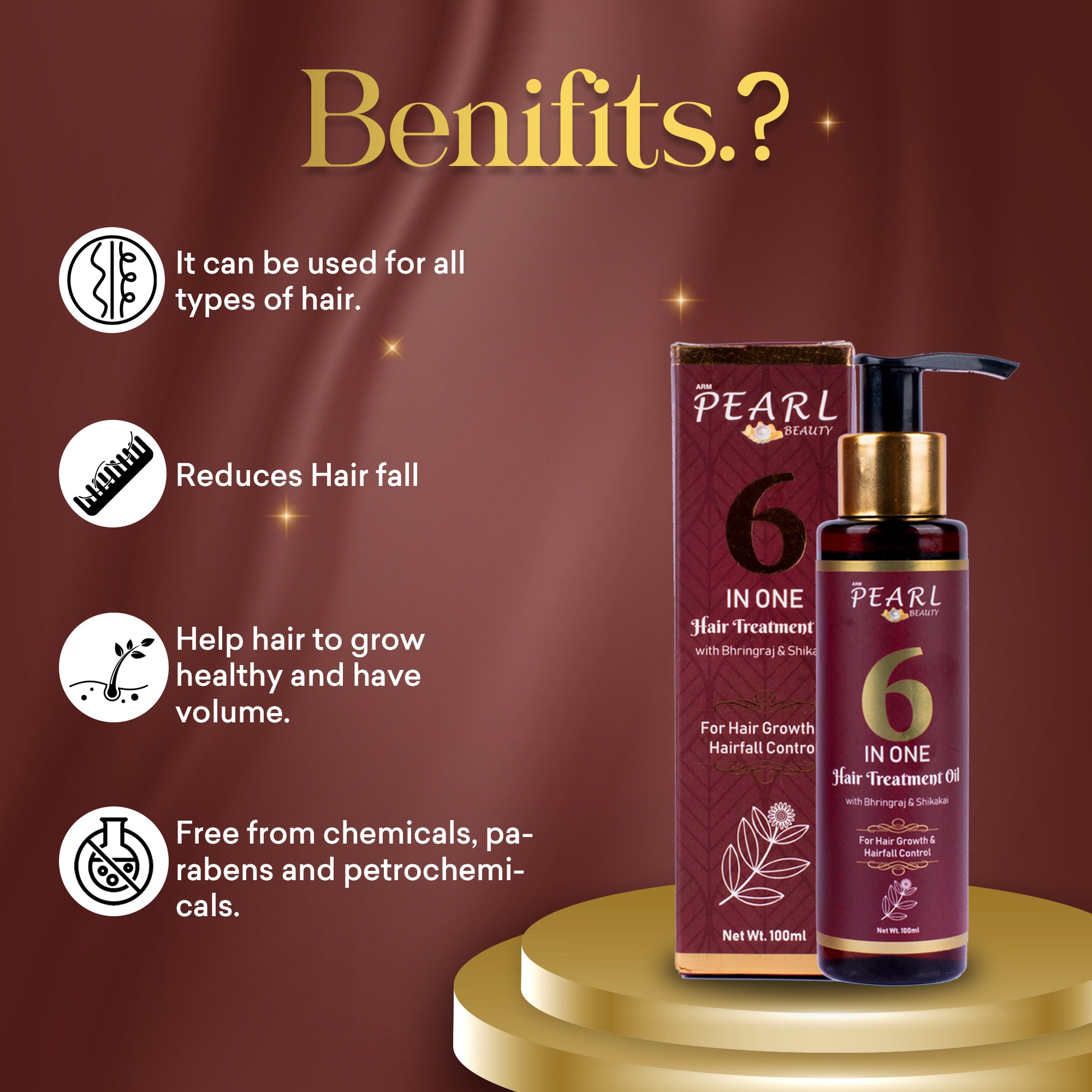 6 In 1 Hair Treatment Oil For Hair Fall Control Benefits