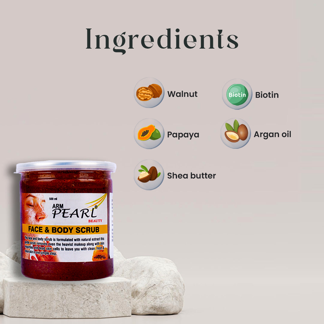 ARM Pearl Papaya Face & Body Scrub Ingredients