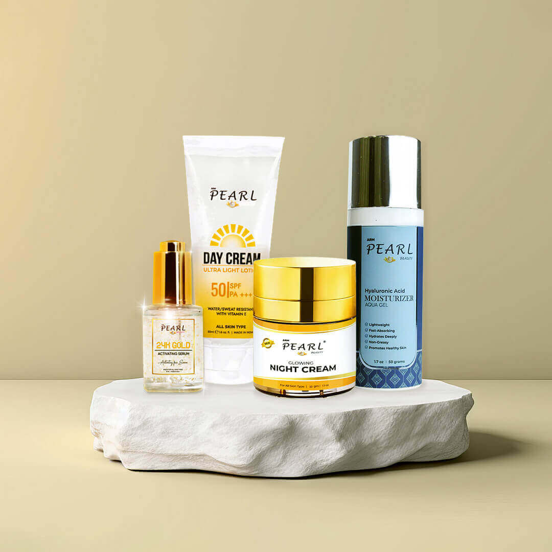 ARM Pearl Combo improvedglowingnightcream hyaluronicacidmoisturizer 24kgoldserum daycreamspf50.