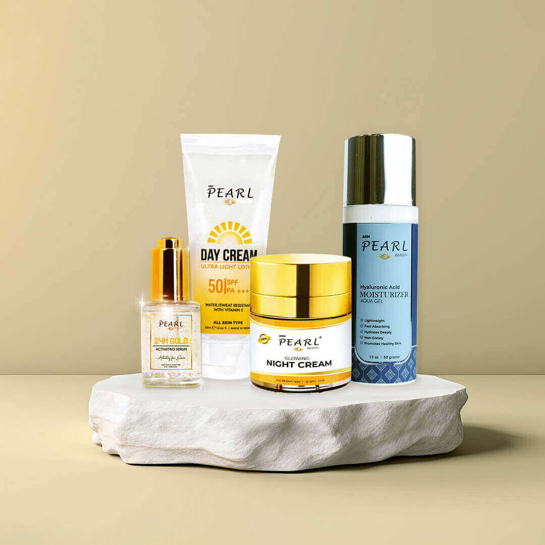 ARM Pearl Combo improvedglowingnightcream hyaluronicacidmoisturizer 24kgoldserum daycreamspf50.