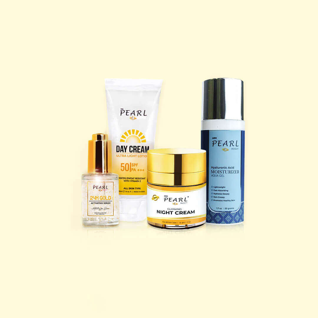 ARM Pearl Combo improvedglowingnightcream hyaluronicacidmoisturizer 24kgoldserum daycreamspf50