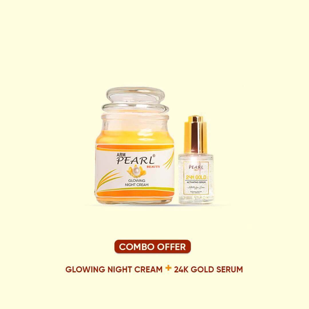 ARM  Pearl  Glowing  Night  Cream  24k  Gold  Serum  Combo