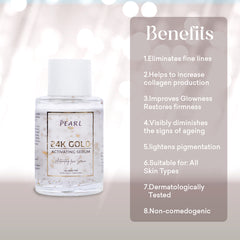 ARM Pearl Beauty 24 K Gold Activating Serum for Golden Glow | Eliminates Fine Lines | Helps to Increase Collagen Production | Improves Glow | Restores Firmness | Suitable for All Skin Types | Men & Women_30ML