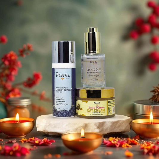 Golden Glow Kit [Diwali Sale] | 24K Gold Serum + Hyaluronic Acid Moisturiser + Swarna Day Cream