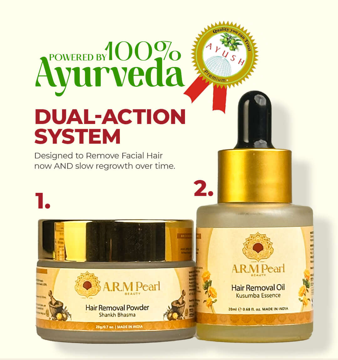 Advanced Unwanted Facial Hair Removal Powder & Oil Combo