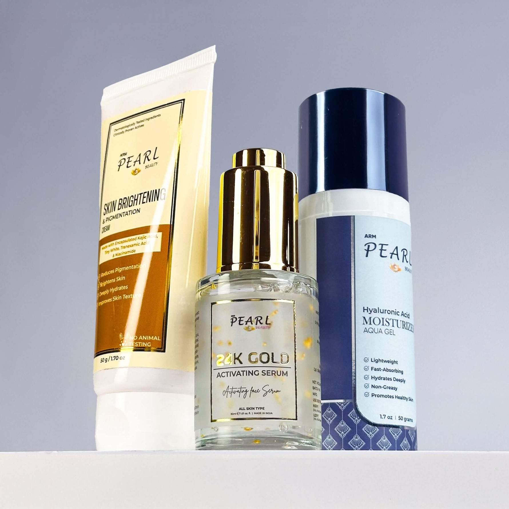 ARM Pearl Pigmentation Cream, 24k Gold Serum, Hyaluronic Acid Moisturizer