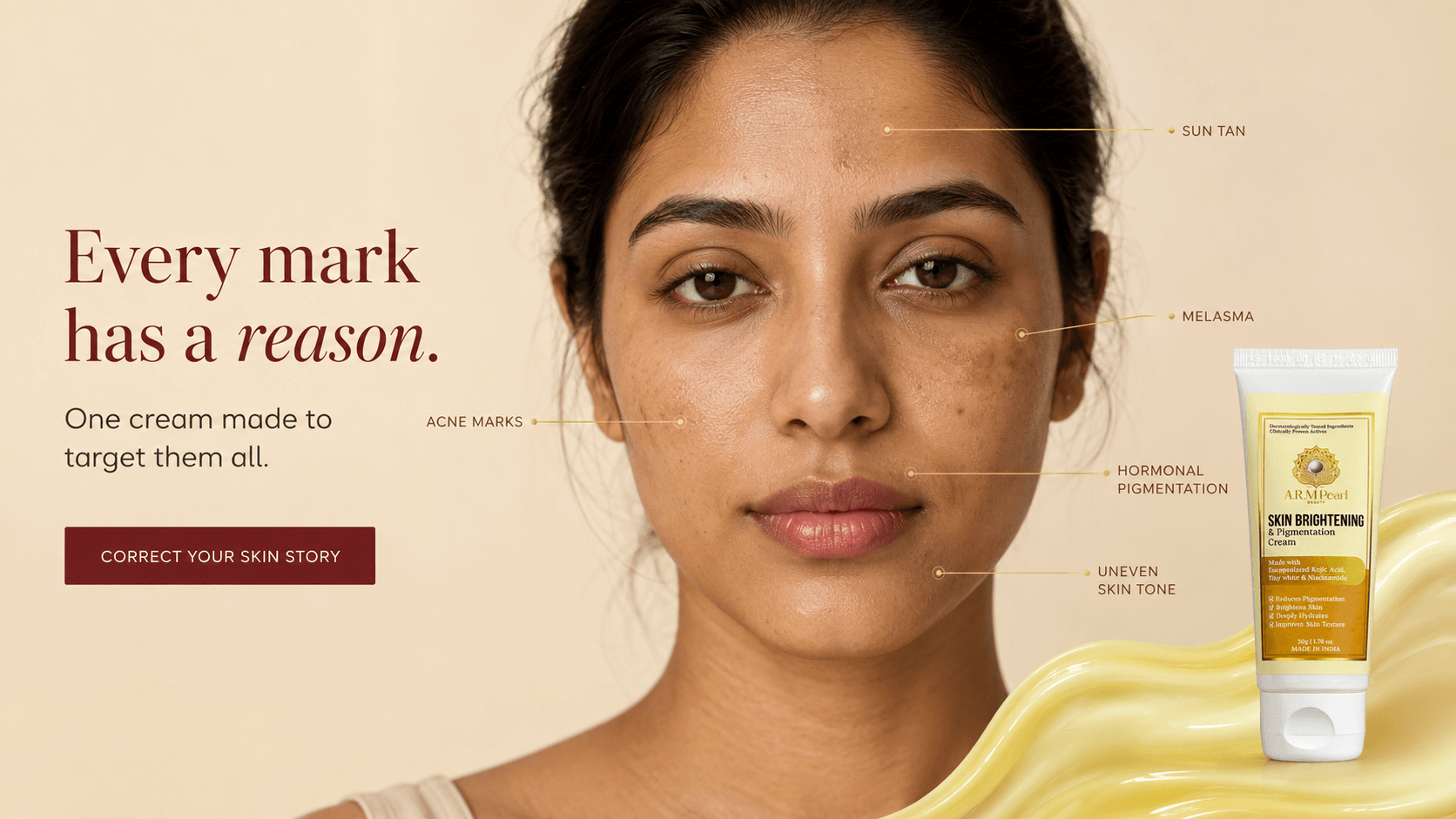 Skin Brightening and Pigmentation Cream Website Banner Image