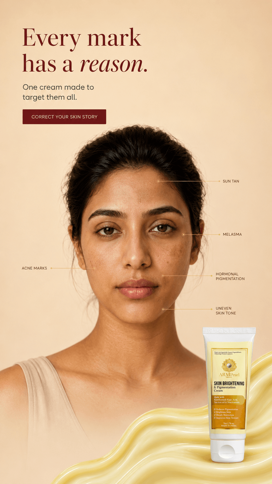 Skin Brightening and Pigmentation Cream Website Banner Image Mobile Version
