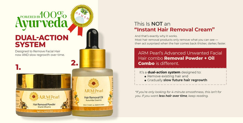 Advanced Unwanted Facial Hair Removal Powder & Oil Combo