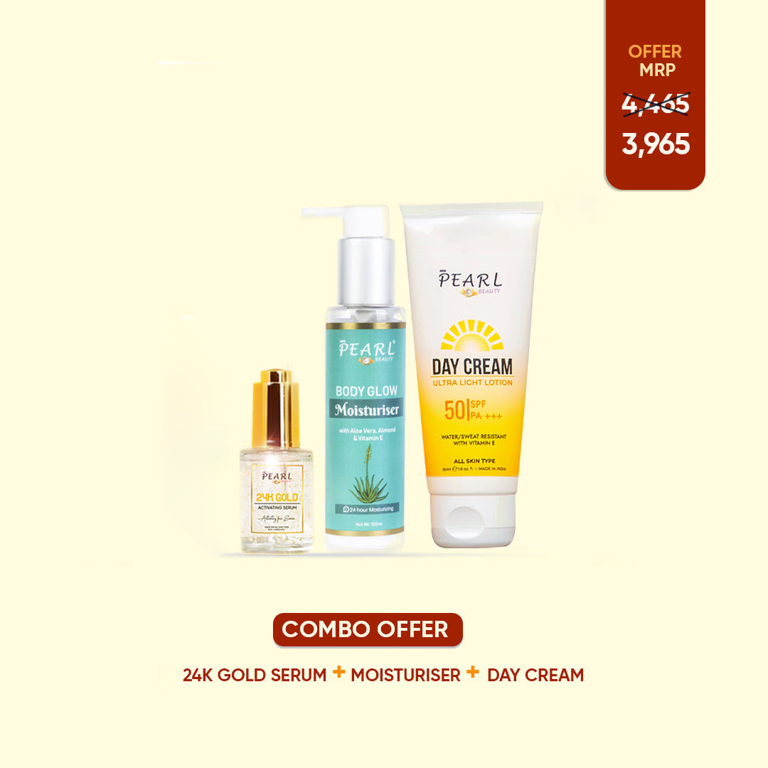 ARM Pearl 24K Gold Serum, Best Moisturizer For Body Glow, Sunscreen With SPF 50 Combo