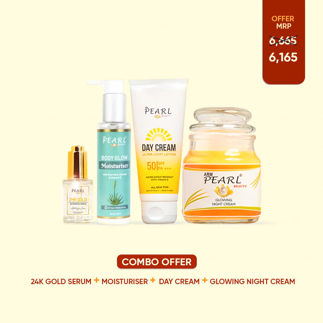 ARM Pearl 24k Gold Serum, Glow Moisturizer, Sunscreen With SPF 50, Night Cream For Glowing Skin